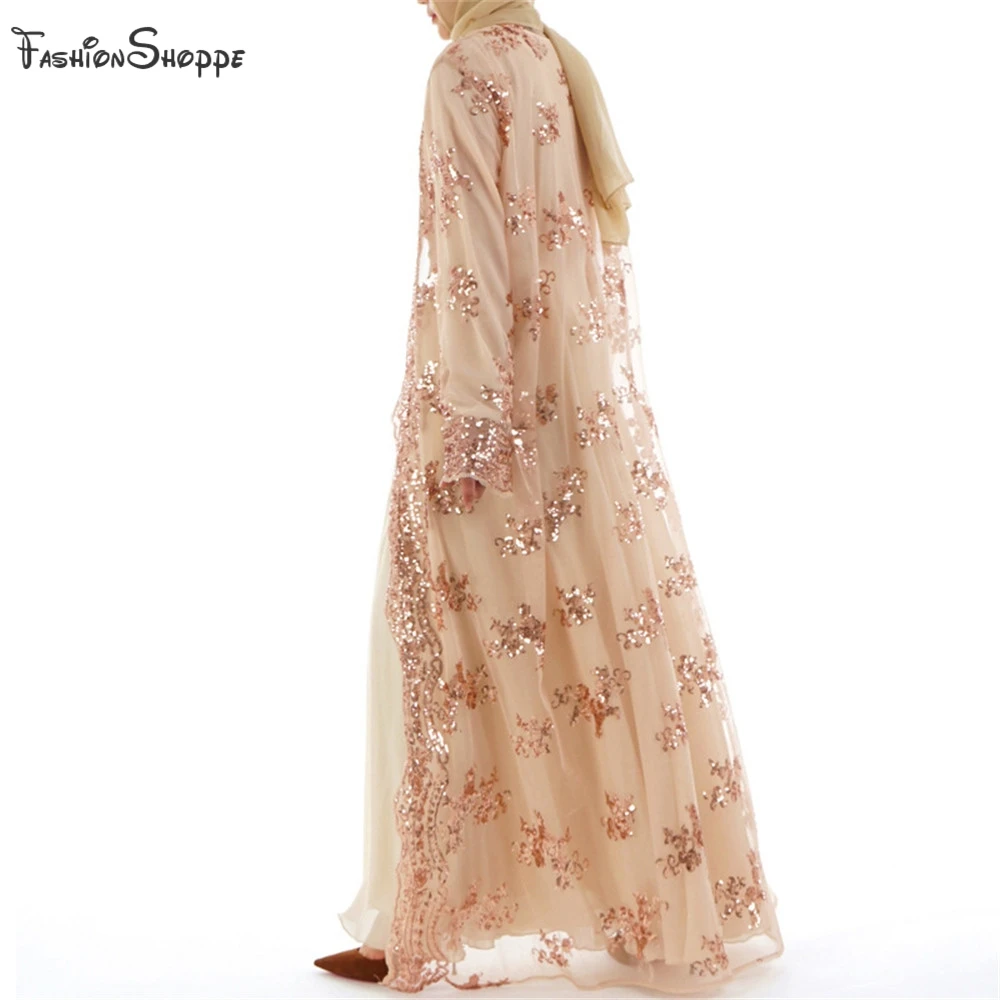 Женское кимоно с блестками Abaya белое кружевное вышивкой в стиле Рамадан турецком