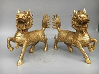 12 pair brass folk home fengshui auspicious bring wealth beast dragon kylin