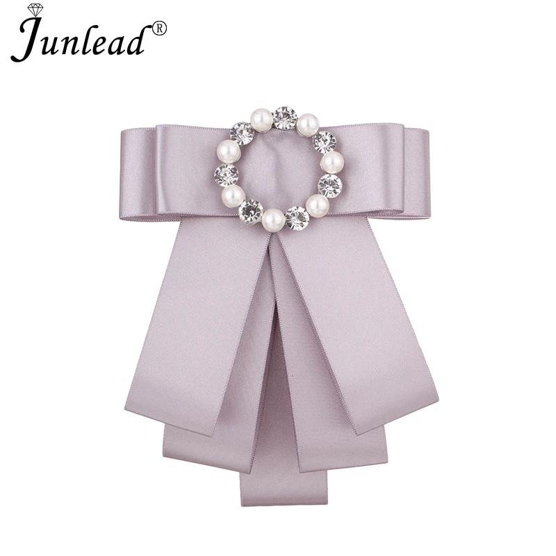 Junlead, новейший дизайн, брошь на шею, галстук, Многослойная лента, ткань, брошь, кристалл, бант, брошь, булавка для женщин, рубашка, одежда, платье