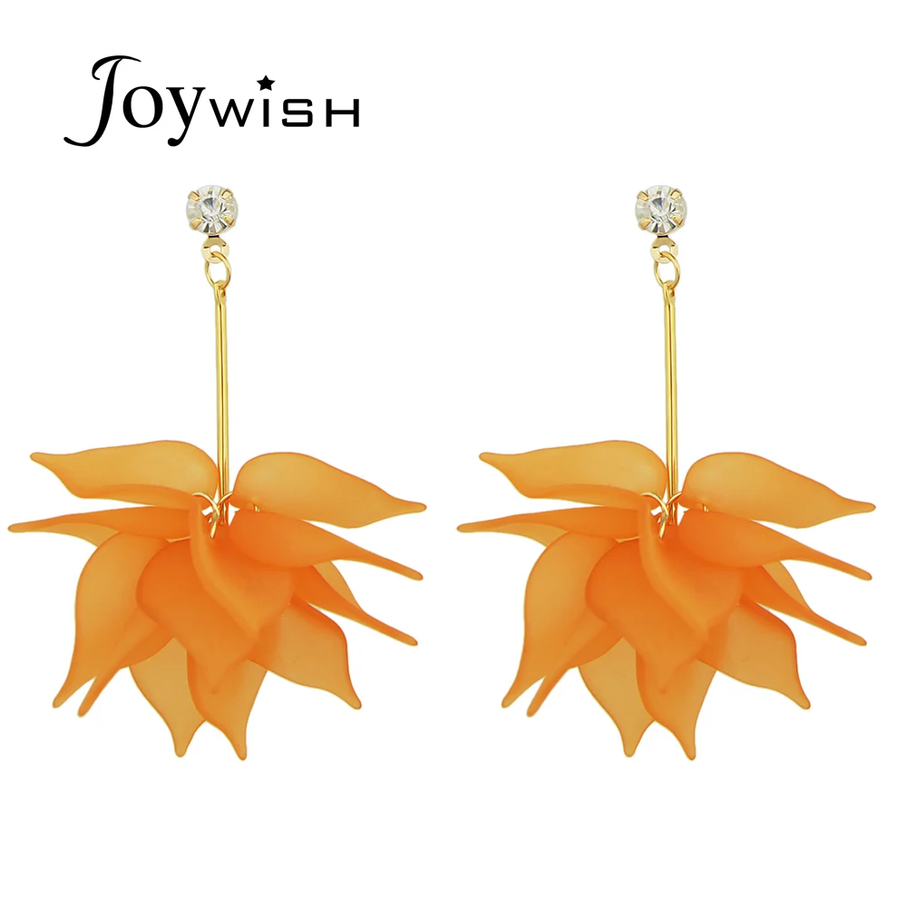 Модные длинные цепочки с Оранжевый Белый цветок Висячие серьги для Для женщин