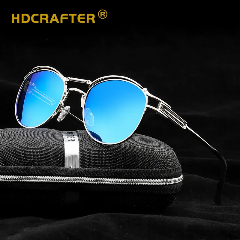Мужские и женские солнцезащитные очки HDCRAFTER круглые поляризационные в оправе из