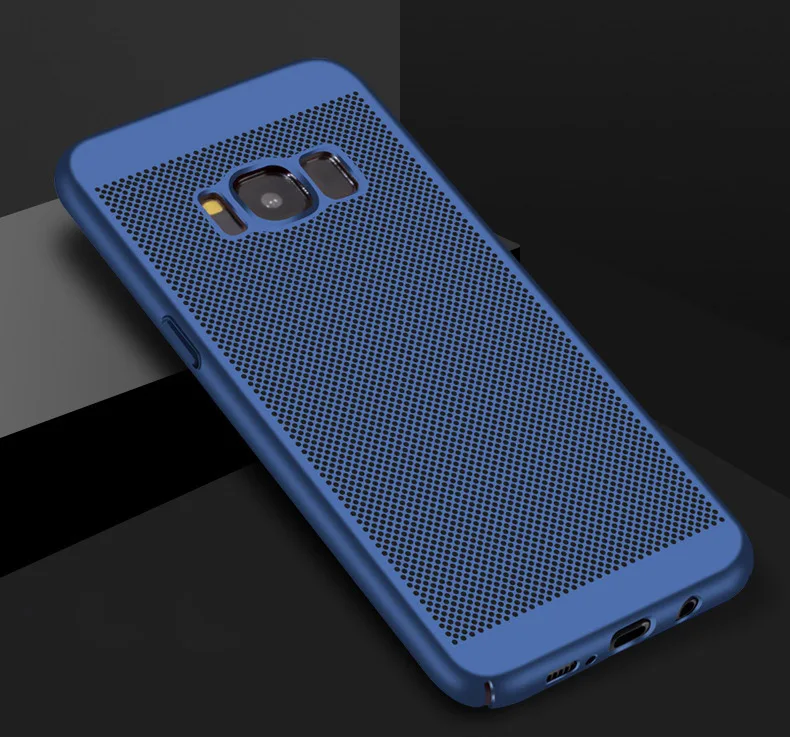 blue Ультра тонкий тепловыделение чехол для samsung S10 S9 S8 плюс S7 край A6S A6 J4 J6 плюс A3 A5 A7 J3 J5 J7 крышка корпуса - Цвет: blue