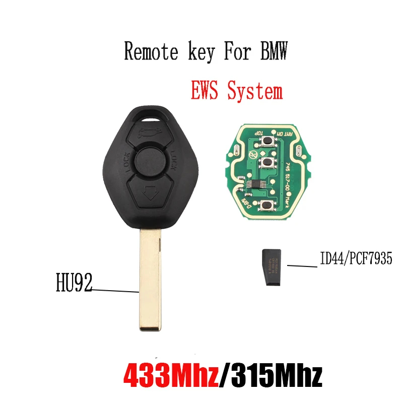 433/315 МГц 3 кнопки дистанционного ключа для BMW E38 E39 E46 EWS система транспондер чип ID44