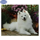 Samoyed собака полная квадратная круглая Алмазная вышивка животное милое животное, 5d алмазная живопись, полная Алмазная мозаика картина Стразы