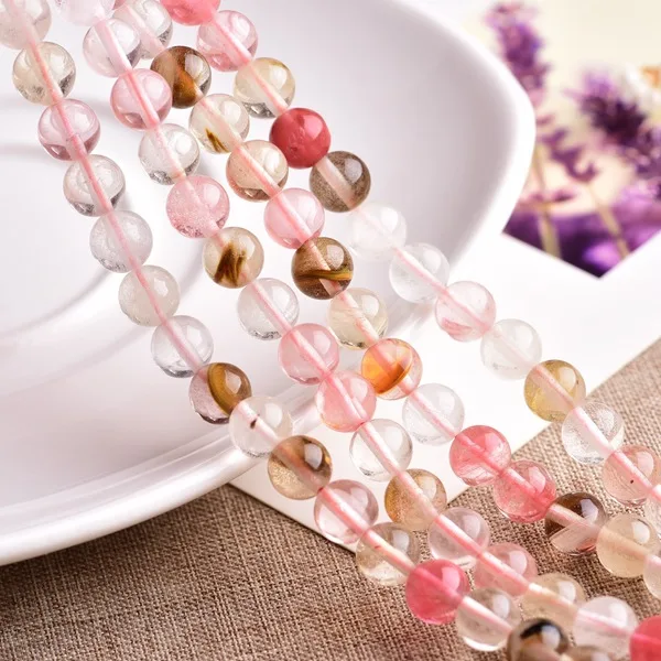 Природный камень STENYA Гладкие бусины цвет мечты кварцевое круглое ожерелье