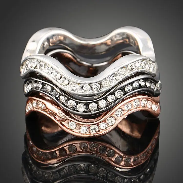 Женское кольцо 3 в 1 с австрийскими кристаллами | Украшения и аксессуары