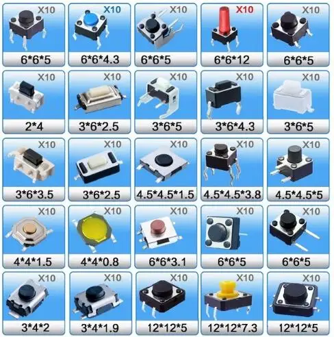Набор Micro Push 250 кнопочный сенсорный переключатель шт. 2x4 3x6 4x4 12x12 6x6 SMD MP3 MP4 MP5 для