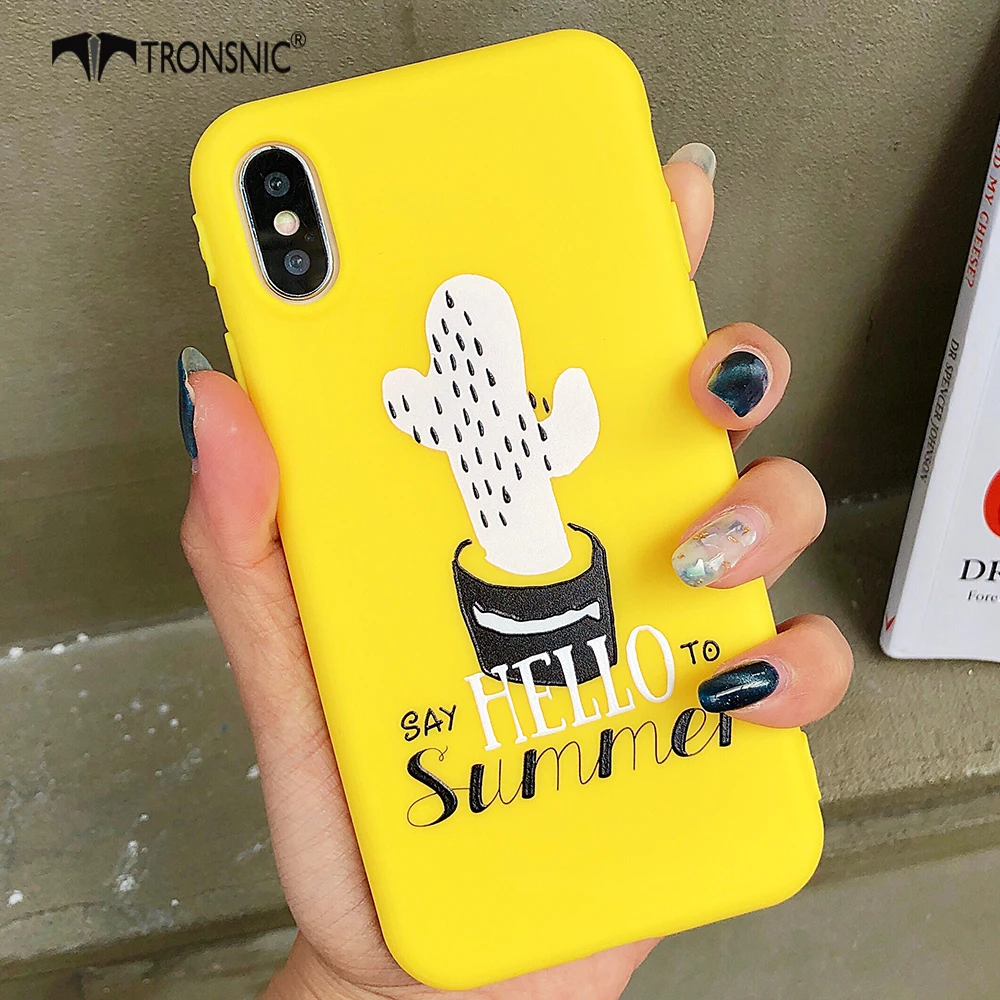 Чехол Tronsnic С КАКТУСОМ для телефона iPhone X матовый чехол с желтым растительным