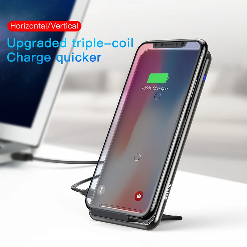 Baseus 10 Вт QI Беспроводное зарядное устройство для iPhone 11 Pro Xs Max samsung S10 Xiaomi Mi 9 Быстрая Беспроводная зарядная док-станция
