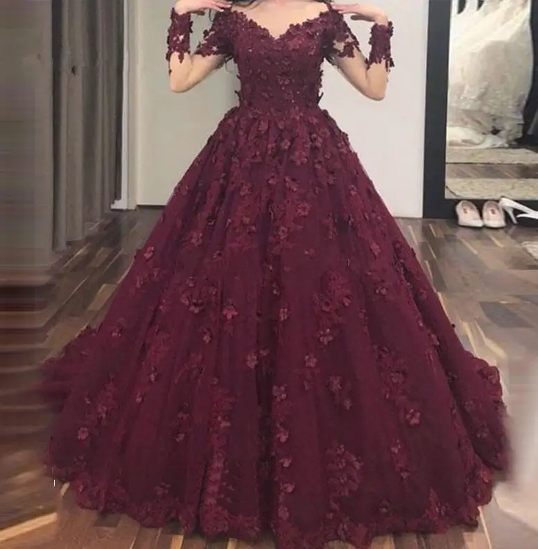 same as the photo Бордовый Vestido De Noiva мусульманское свадебное платье бальное платье Тюль с бусами Бохо Дубай арабское свадебное платье - Цвет: same as the photo
