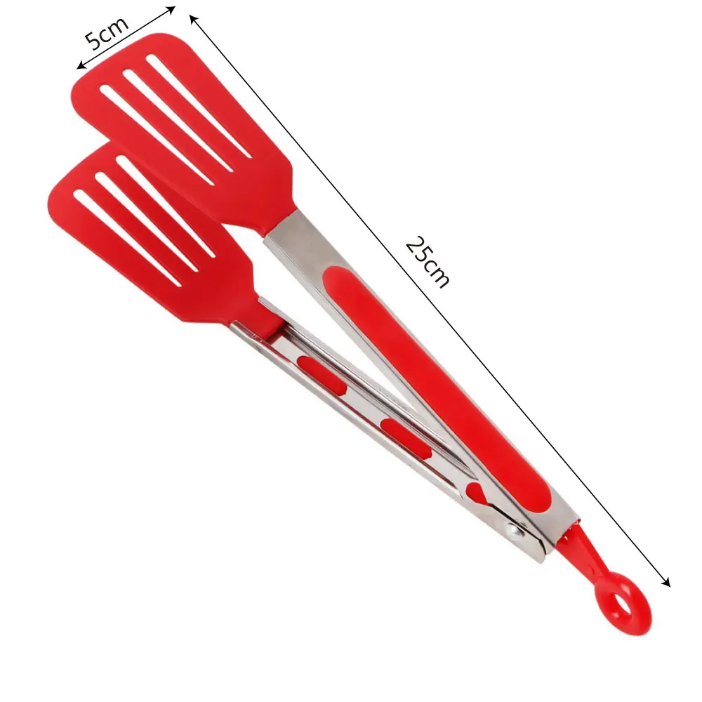 NICEYARD Non-Stick Kitchen Tong Stainless Steel Handle Food clamp Plastic Pizza Bread Steak Clip Utensil Salad Serving BBQ | Дом и сад