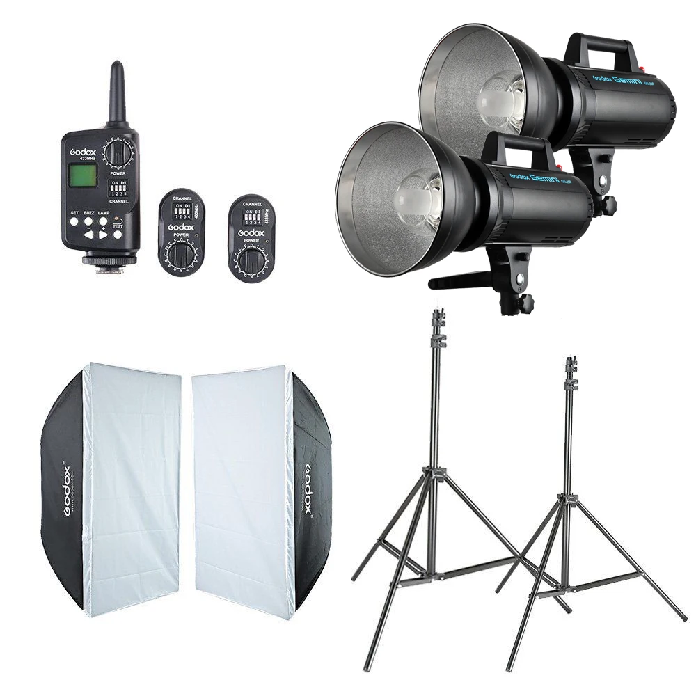 Набор для фотостудии 2x Godox GS200 studio Flash + софтбокс 60x90 см триггер FT 16 светильник|60x90cm