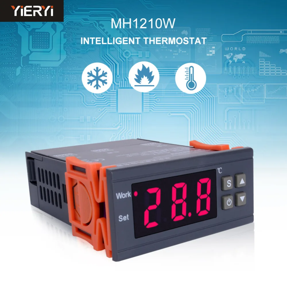 MH1210W цифровой регулятор температуры AC90-250V 10 А 220 В регулятор термостата С сенсором-50~ 110C контроль нагрева и охлаждения