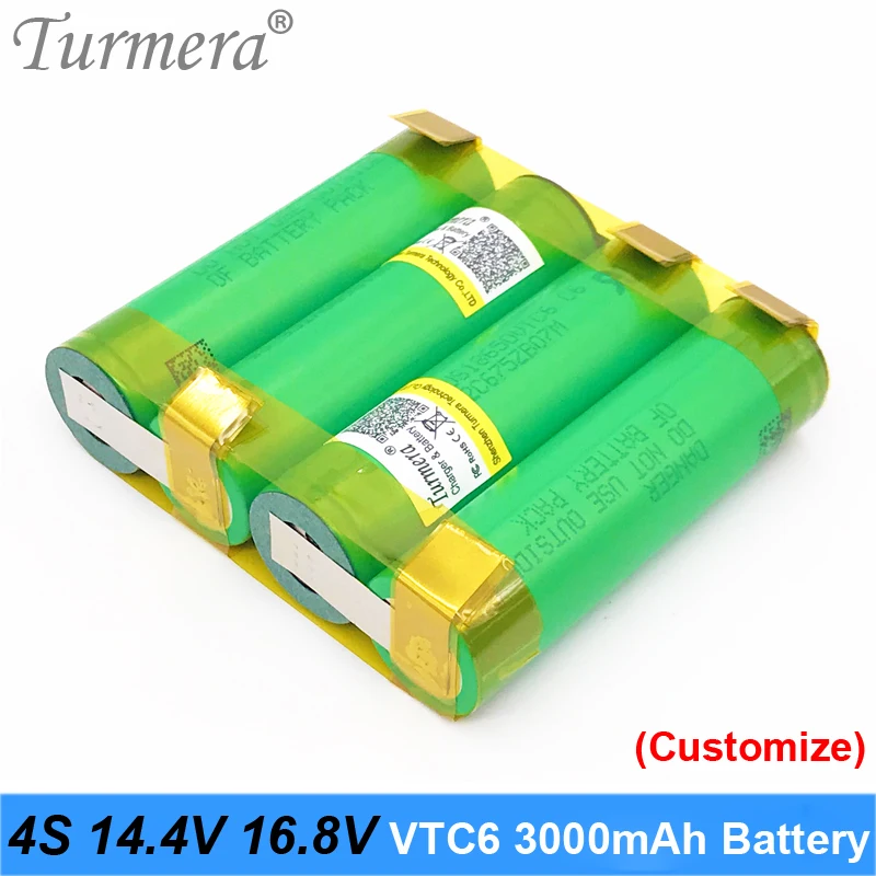 Аккумулятор Turmera vtc6 3000mah 3s 12 6 v 4s 16 8 батарея для отвертки батареи с сваркой полоски