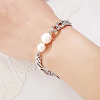 best selling diy pearl plating gold clasp chain bracelets designfashion white pearl beads gold chunky chain bracelet for women
