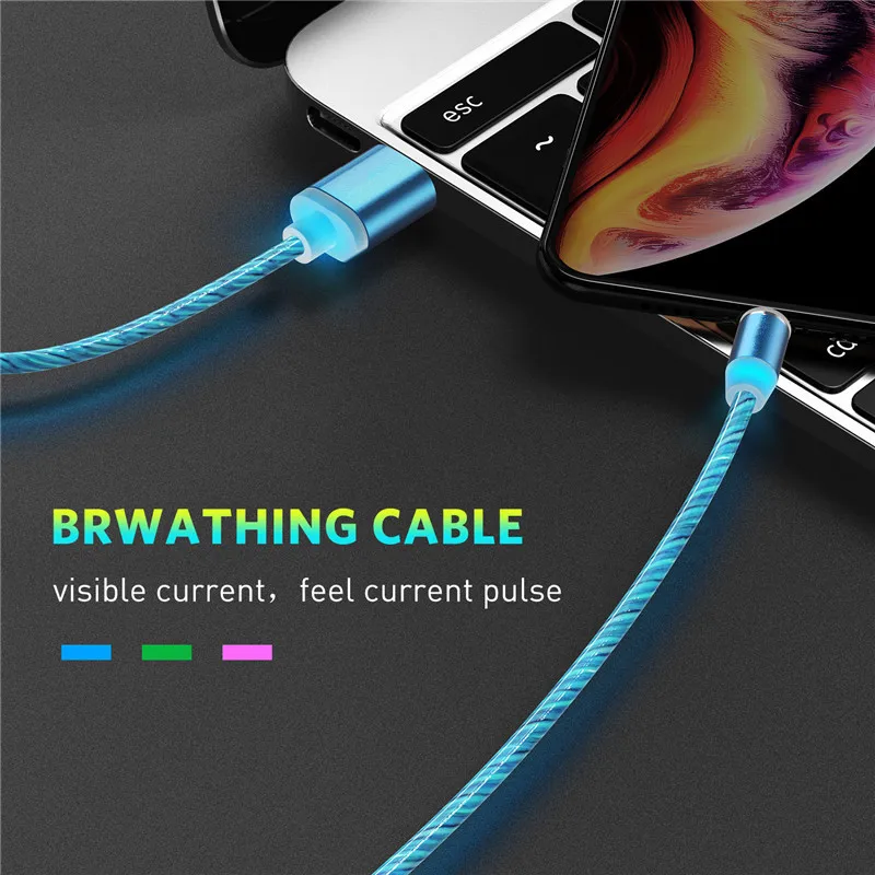 Магнитный USB кабель со светодиодной подсветкой для iPhone X Xs Max магнитный Шнур Micro Type