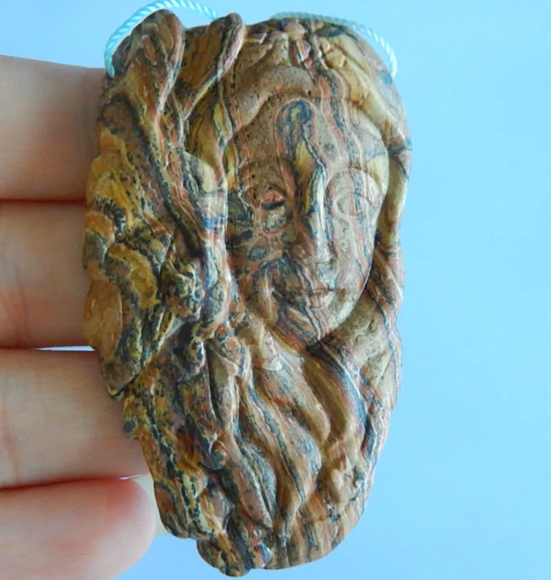 

Natural stone Carved women Spot Stone Pendant,60x35x8mm,24.17g