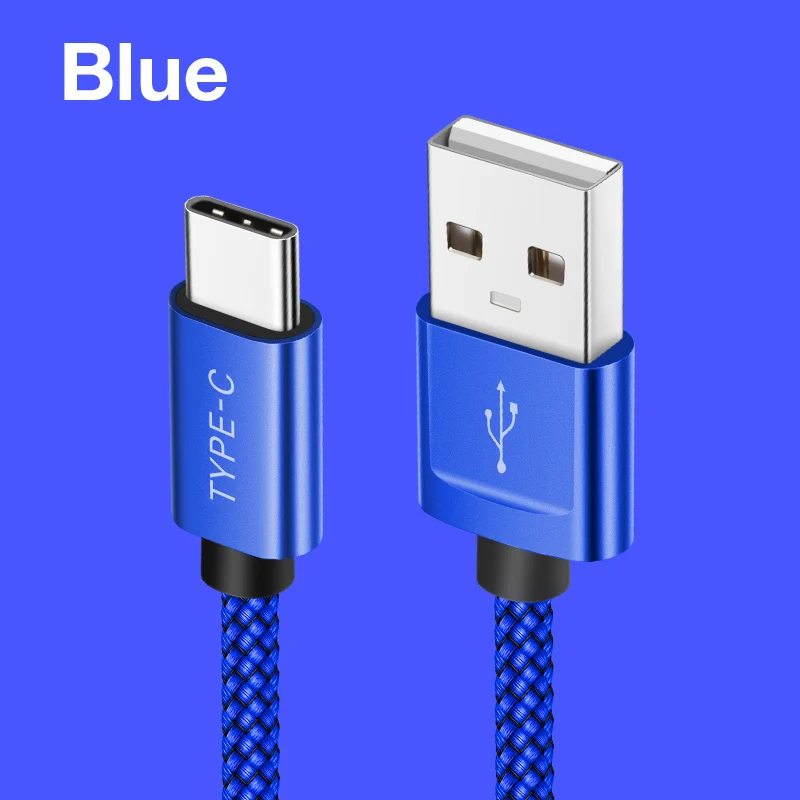 JSAUX 3A type-C кабель для Xiaomi Redmi Note 7 USB C мобильный телефон Быстрая зарядка type-C кабель для samsung Galaxy S9 S8 Plus S10 - Цвет: Blue