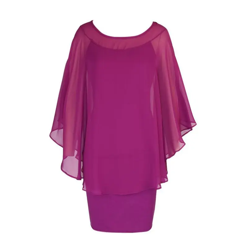 Имитация двух частей шифоновые платья фиолетовые красные синие Черные