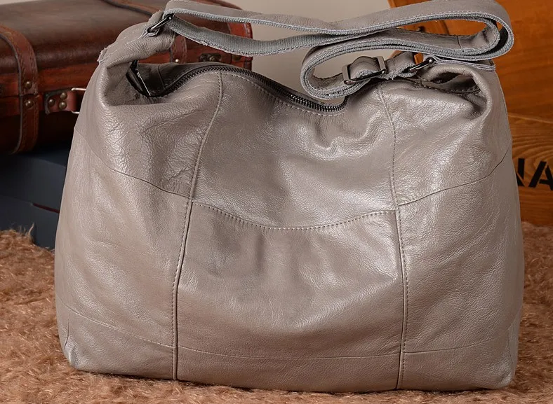 Grey SUNNY SHOP, брендовые роскошные сумки из натуральной кожи для женщин, большая вместительность, клетчатые сумки на плечо, офисные, деловые сумки-тоут А4 - Цвет: Grey