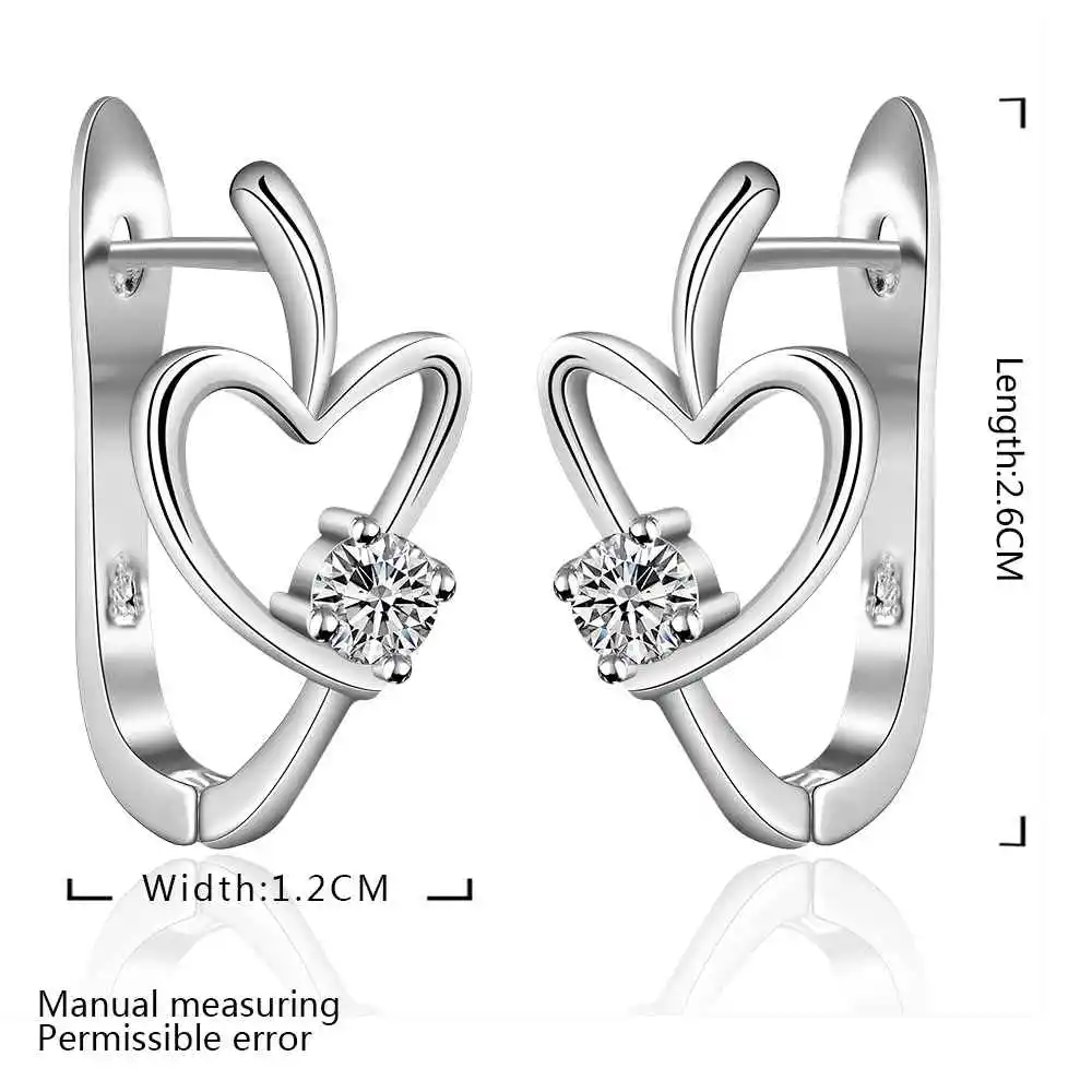 Simple Fashion Style Silver plated heart U stud Earrings Jewellery mens 2014 Wholesale&hot sell SMTE603|fashion earrings|stud earringsstud earrings