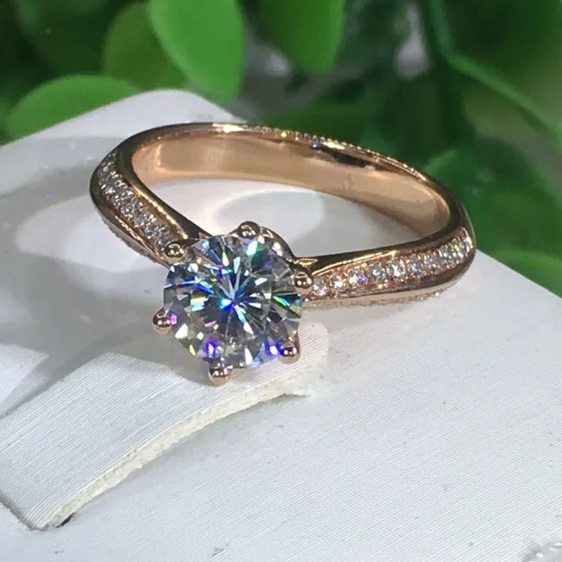 100% 18K 750Au золото Moissanite АЛМАЗНОЕ КОЛЬЦО D Цвет VVS с национальным сертификатом MO
