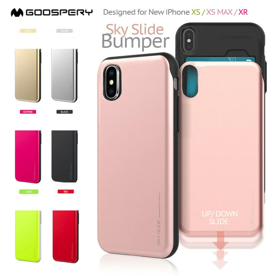 Mercury Goospery Sky Slide Bumper задний слот Держатель для карт Жесткий Чехол для iPhone XS XR Xs Max