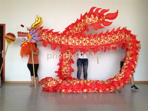 18M 10 adult  loong costume CHINESE DRAGON DANCE silk Folk Festival Celebration Costume 10 adult to play