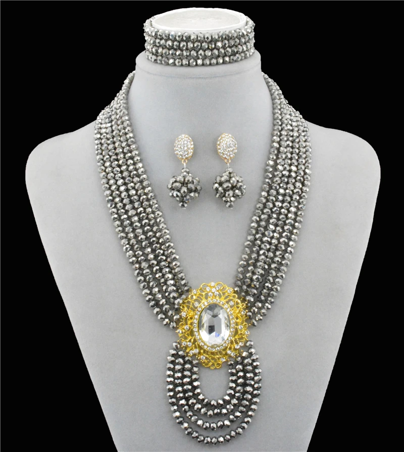 Набор ювелирных изделий из африканских бусин 2016 ожерелье/серьги для женщин на