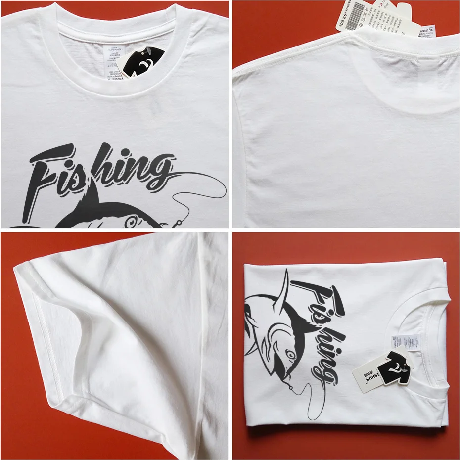 2021 New Angling T-shirt Hook Salmon Fish T shirts Fishings Competition Casual Tshirt High Quality Pure Cotton Boutique Tops Tee | Мужская