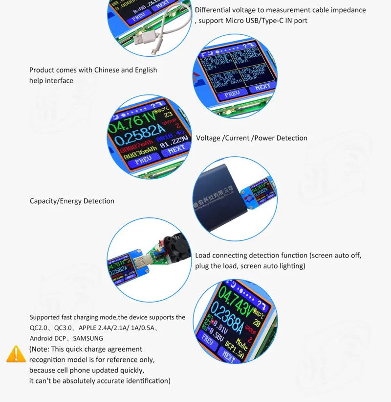 Поддержка bluetooth UM25C USB 2,0 цветной ЖК-дисплей тип C напряжение тока тестер сопротивления кабеля измерение для мобильного телефона