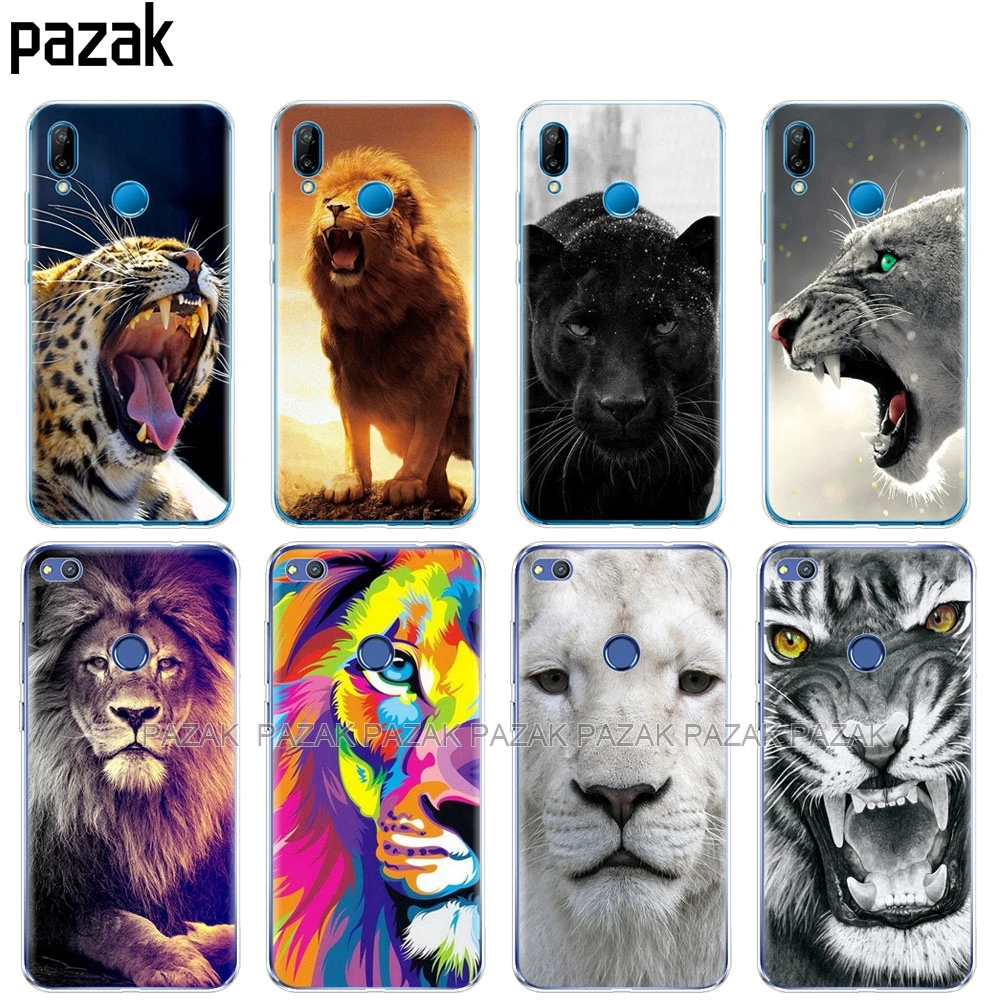 Силиконовый чехол для телефона Huawei P20 P8 P9 P10 Lite Plus Pro 2017 p smart 2018 тигр Лев
