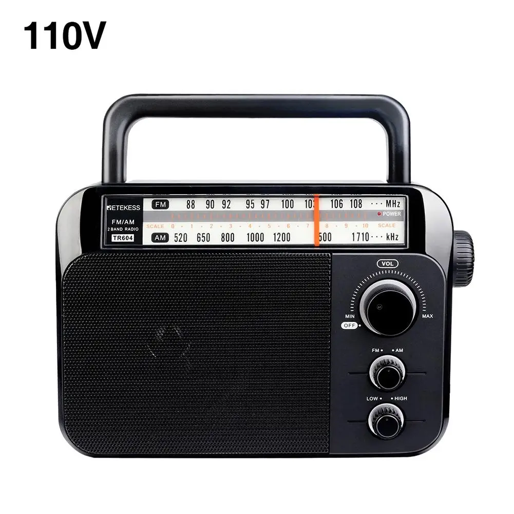 110V US Plug Retekess TR604 AM FM радио портативный транзистор аналоговый Радио стерео запись приемник мирового диапазона - Color: 110V US Plug