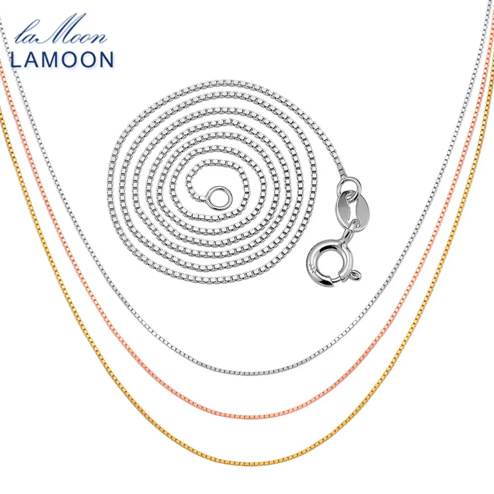 

LAMOON Simple 40cm 925 Sterling Silver // Box Chain Necklace for Men and Woman CI007