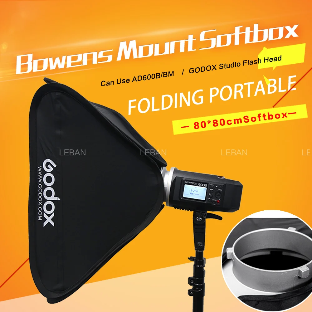 Складной портативный софтбокс Godox AD600BM/B 80x80 см 31 5 &quotx 5&quot крепление Bowens студийный
