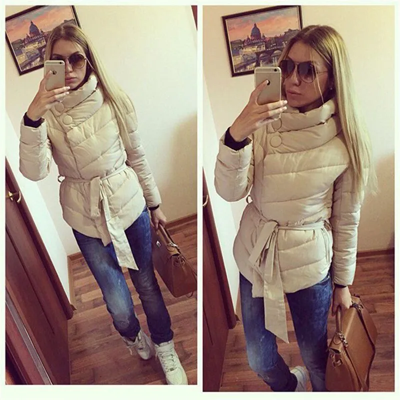 Новое поступление, осенне-зимние женские куртки, длинные, модные, одноцветные, с карманами, с высоким воротом, пуховики, повседневное теплое пальто, 3 цвета