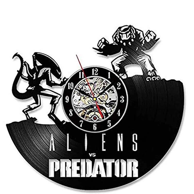 Alien vs Predator светодиодный настенные часы современный дизайн винтажные виниловые настенные часы с 7 сменными цветами Подвесные часы искусство домашний декор