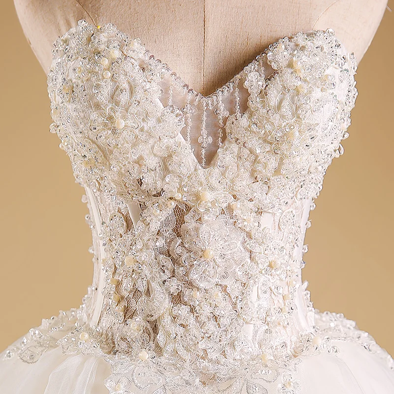 Роскошный Bling без бретелек Свадебные платья корсет легкий лиф свадебные бальные