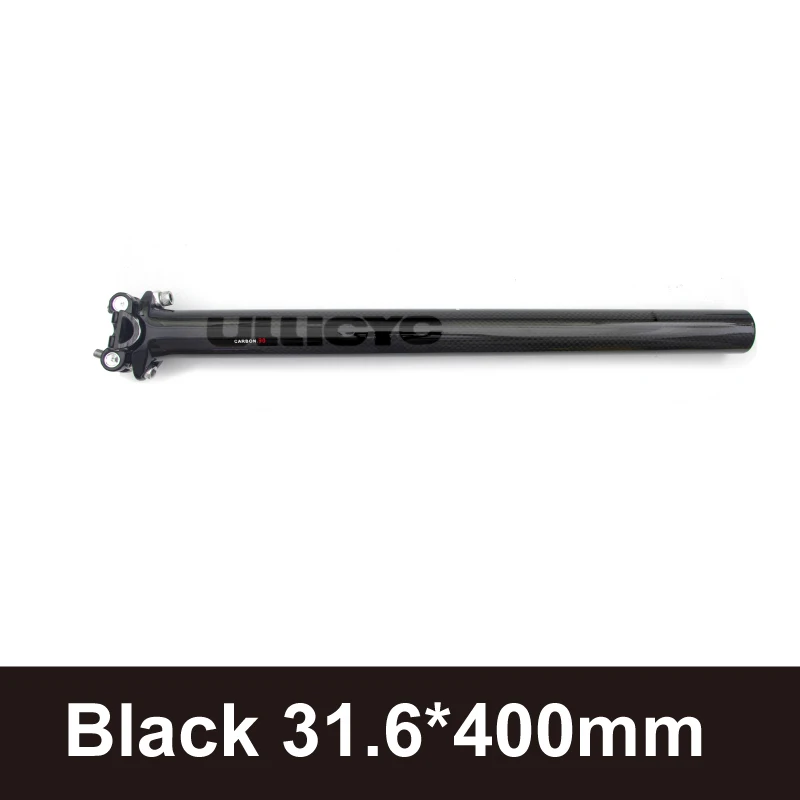 Black 31.6x400mm Ullicyc труба из углеродистого волокна 3K полностью карбоновый Подседельный штырь Красочный Горный/Шоссейный велосипед Подседельный штырь 27,2/30,8/31,6/33,9/34,9*350/400 мм - Цвет: Black 31.6x400mm