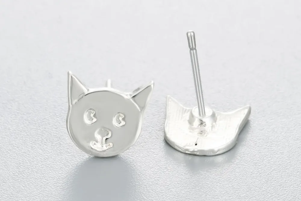 2017 новое поступление серьги гвоздики Happy Cat Bamboo Изящные Ювелирные изделия с милым