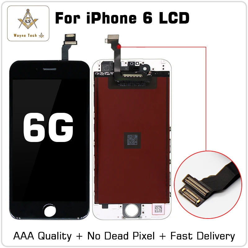 10 шт./лот класс AAA + ЖК-дисплей без битых пикселей для iPhone 6 6G Дисплей сенсорный