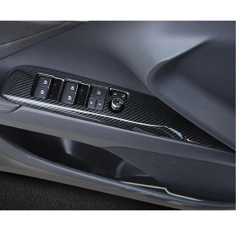 

4PCS/set Carbon Fiber Style Car Window Lift Button Switch Panel Cover Trim Stickers Fit for Toyota Camry XV70 2018