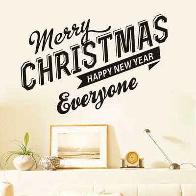 Рождественская Наклейка на стену с рождественским Сантой клаусслова Декор для