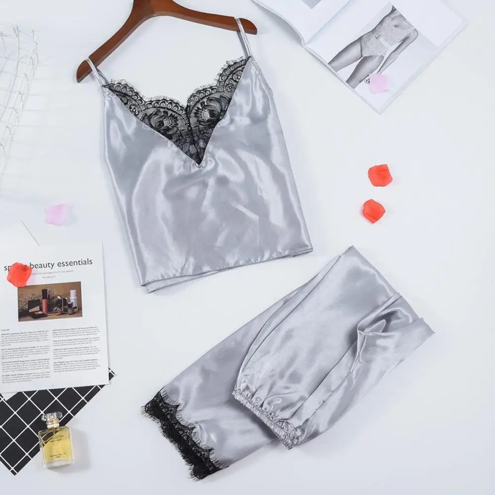 Спагетти ремень на шнуровке с принтом Пикантная Женская пижама коротким рукавом