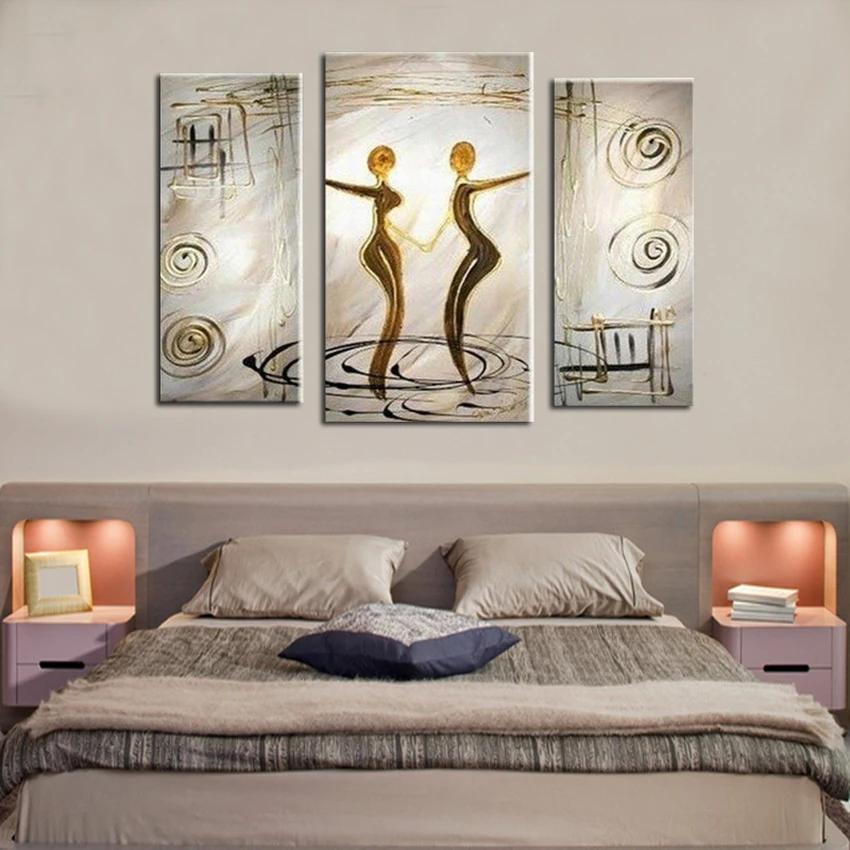 3 шт. ручная роспись картина маслом на холсте современная абстрактная танцовщица