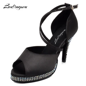 Женские атласные туфли для латиноамериканских танцев, на платформе, водостойкие, абрикосовыечерные