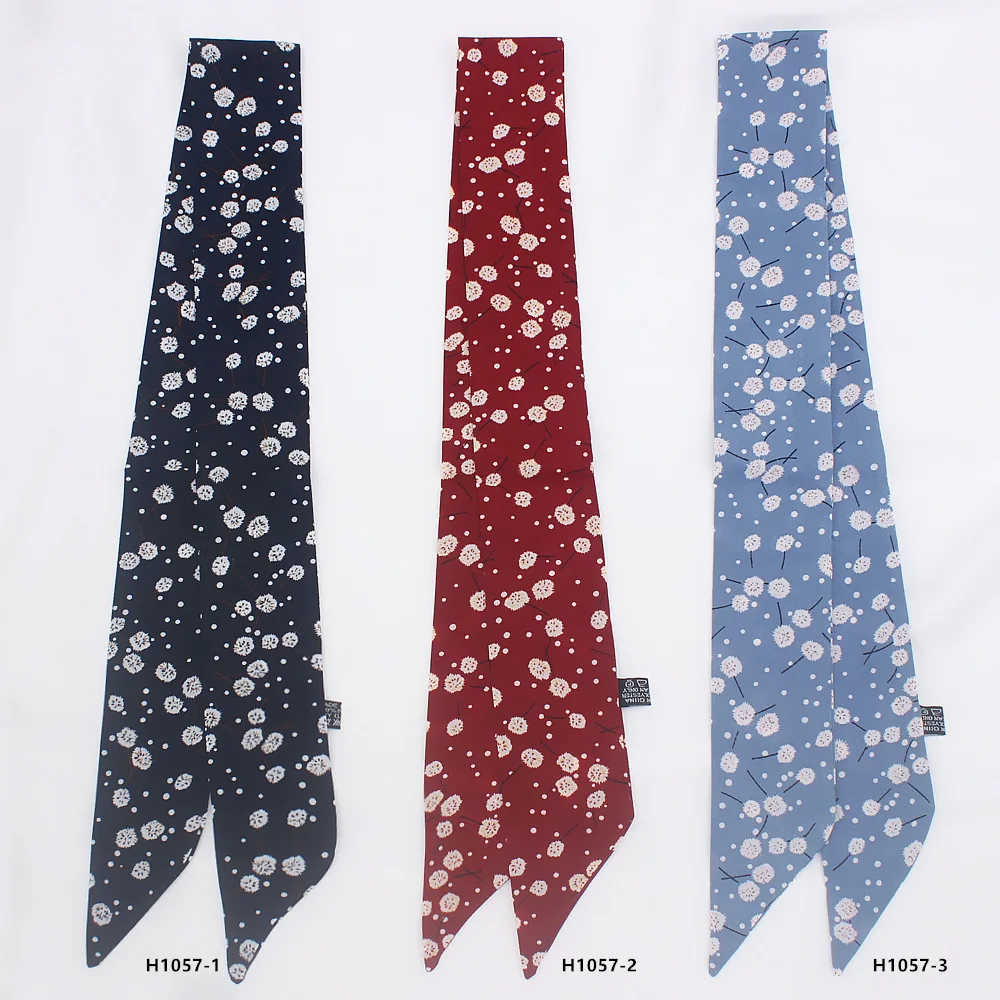 

2019 Flower Twill Silk Small Women Fashion Scarf Hair Bags Handle Decoration Tie Multifunction Hand Ribbon Scarf H1057