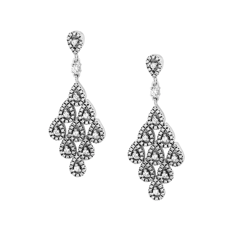 Каскадные Гламурные серьги с прозрачным фианитом ювелирные изделия из