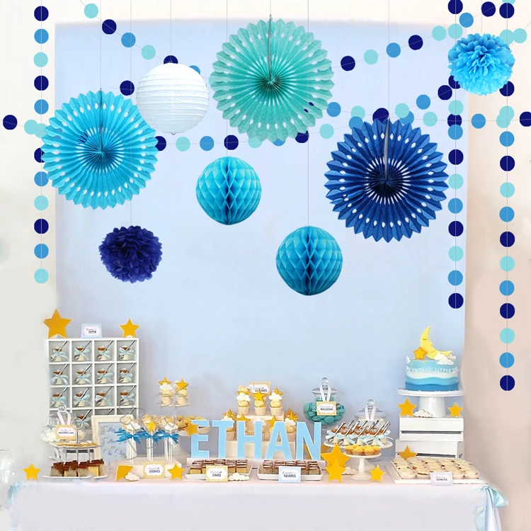 Синий набор украшений на 1-й день рождения для девочек детский праздничный баннер