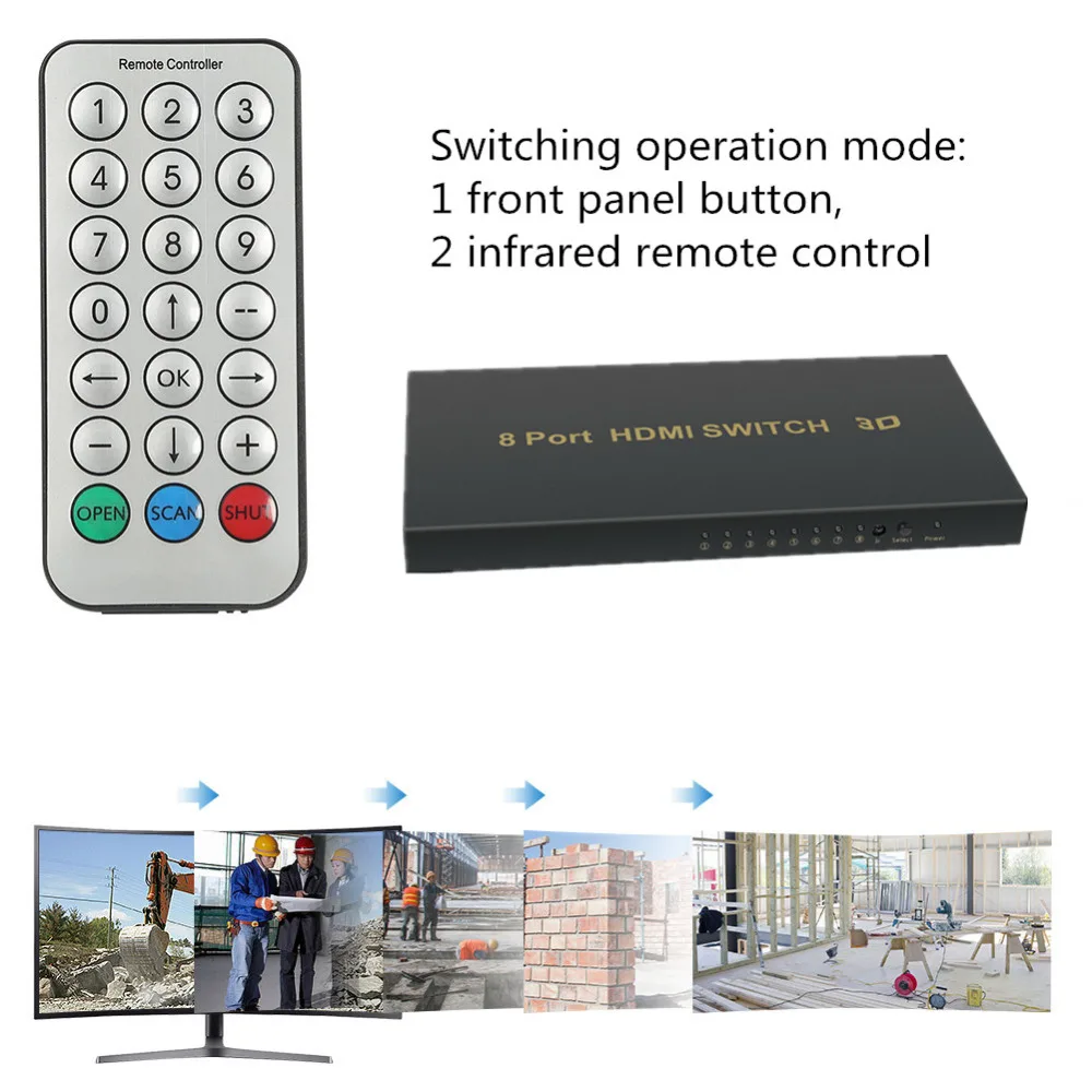 Переключатель HDMI 8 входов и 1 выход видео KVM устройство переключения для